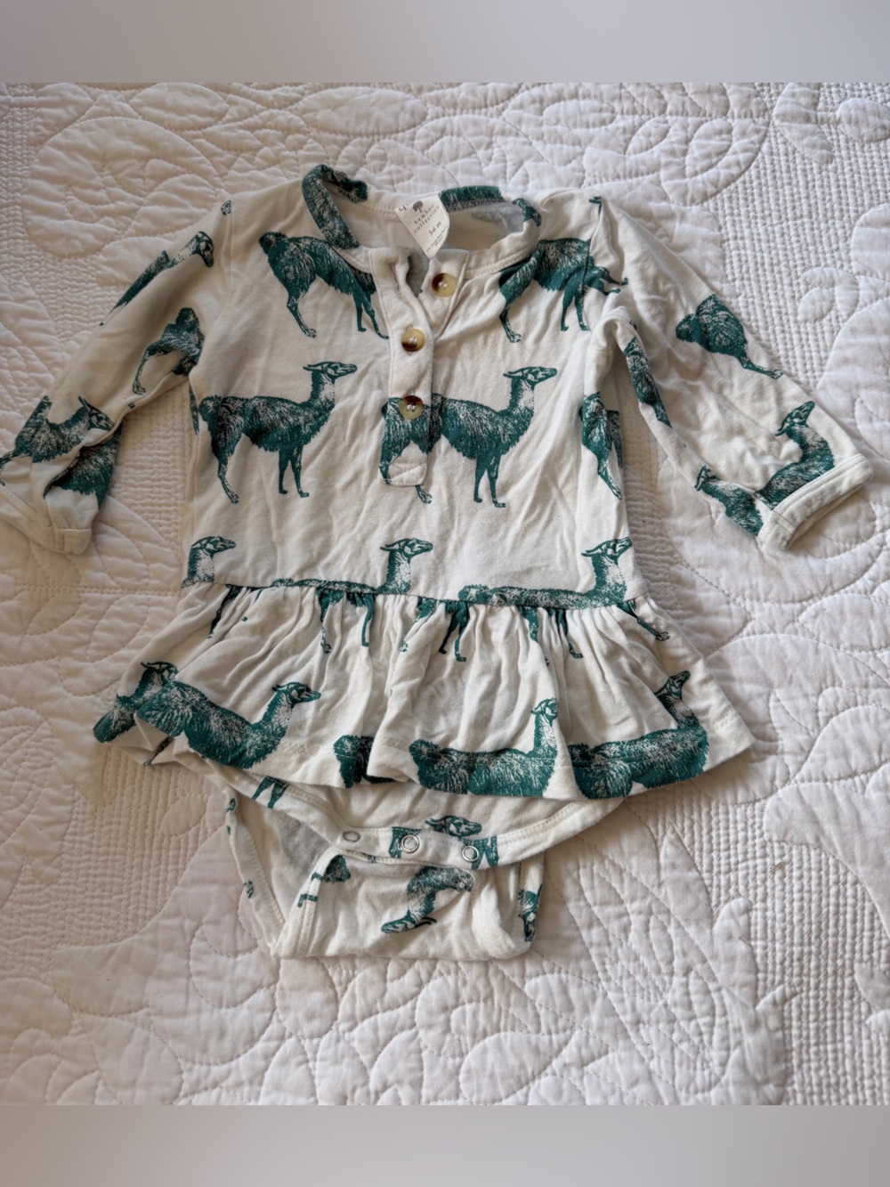 Kate Quinn Cream Henley Dress with Teal Fox Print